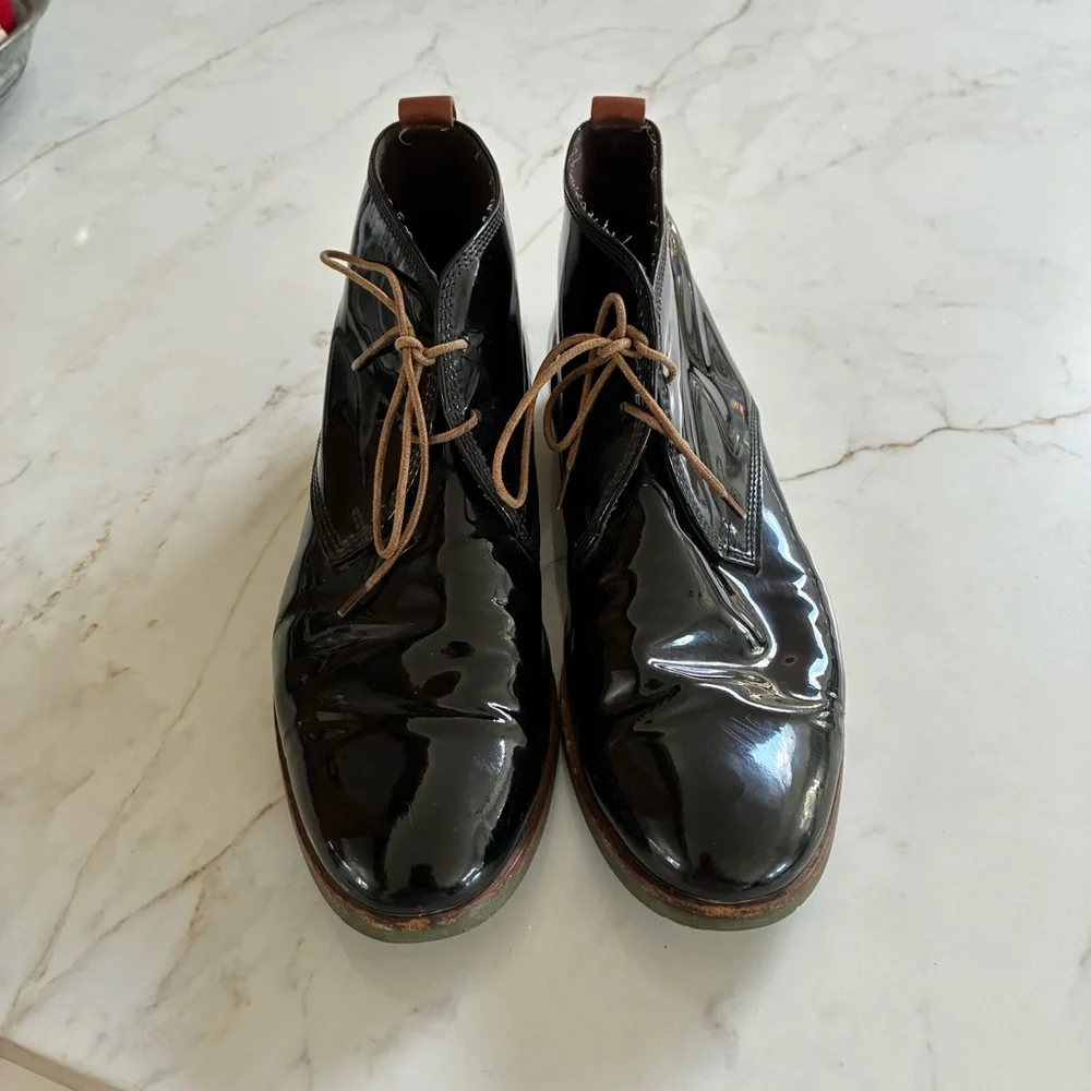 AGL Attilio Giusti Leombruni Black Patent Leather Lace Up Oxford Loafer Shoes - Picture 3 of 15
